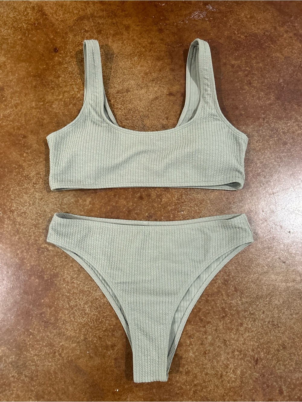 Cupshe Olive Green ribbed bikini